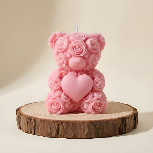 Teddy Bear Heart Candle