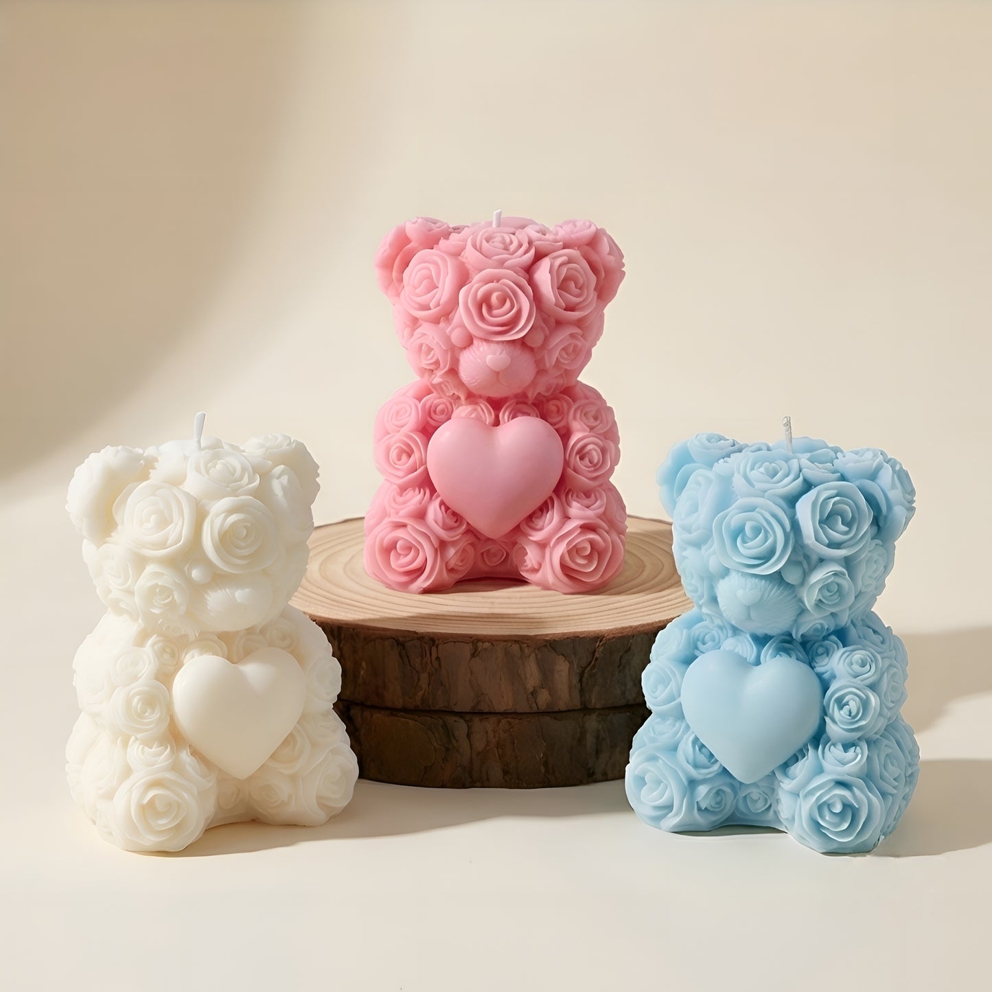 Teddy Bear Heart Candle