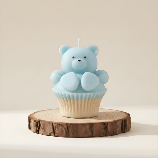 Teddy Cupcake Candle